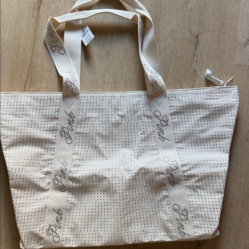 PINK Victoria's Secret White Sparkly Tote Bag